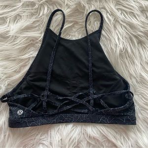Lululemon Black & Grey Sports bra with cross back detail, Medium